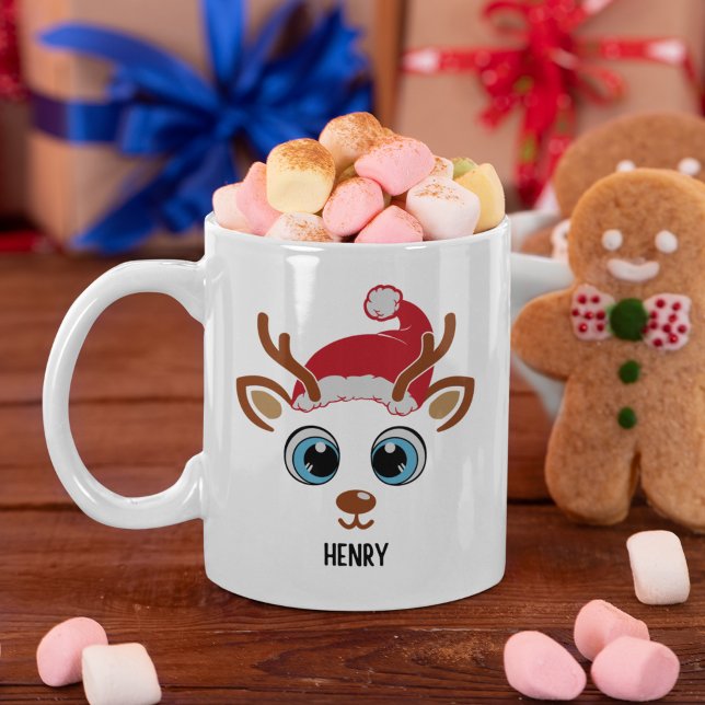 Cute Christmas reindeer face  Kaffeetasse (Von Creator hochgeladen)
