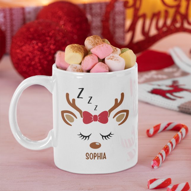 Cute Christmas reindeer face Kaffeetasse (Von Creator hochgeladen)