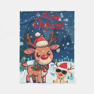 Cute Christmas Reindeer Kids Blanket Fleecedecke