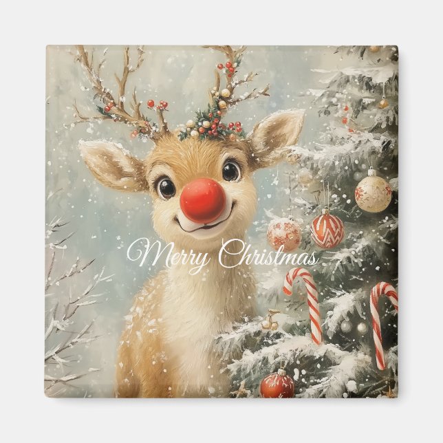 Cute Christmas Reindeer Magnet (Vorne)