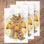 Cute Christmas Reindeer Wearing Scarves with Stars Geschenkpapier Set<br><div class="desc">Vintage illustration Merry Christmas cartoon holiday design featuring three adorable girl reindeer with red noses and antlers wearing colorful scarves. Each scarf has a different pattern with stripes,  squiggles or polka dots.</div>