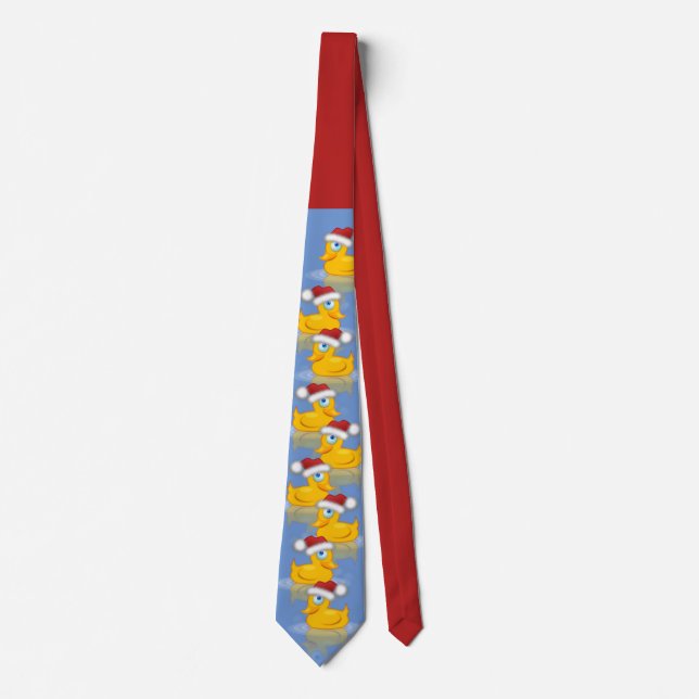 Cute Christmas Santa Claus Rubber Ducks Red Blue Krawatte (Vorderseite)