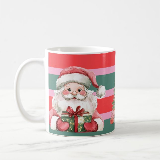 Cute Christmas Santa Snowman Tree Kaffeetasse (Links)