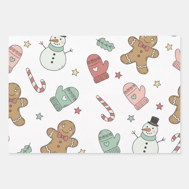 Cute Christmas Seamless Pattern Wrapping Paper – G Geschenkpapier Set (Vorderseite)