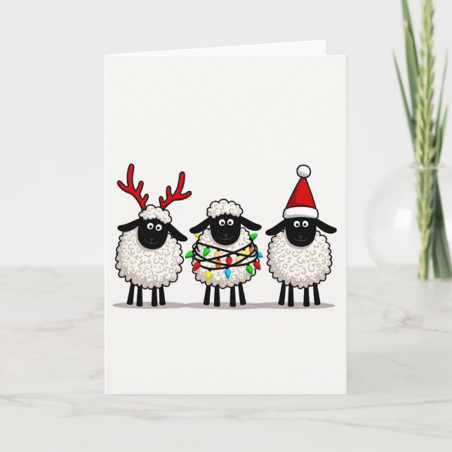 Cute Christmas Sheep Greeting Card Karte (Vorderseite)