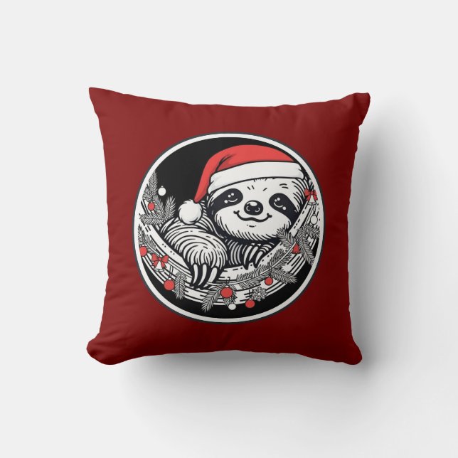 Cute Christmas Sloth Pillow Kissen (Vorderseite)