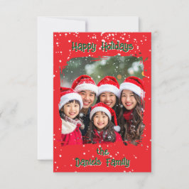 Cute Christmas Snow Family Photo Card Einladung