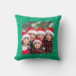 Cute Christmas Snow Family Photo Kissen