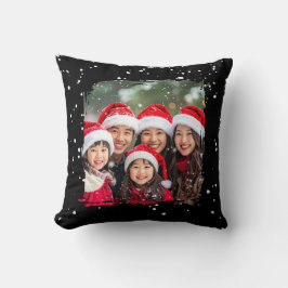 Cute Christmas Snow Family Photo Kissen
