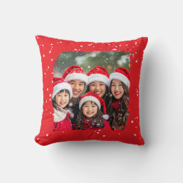 Cute Christmas Snow Family Photo Kissen