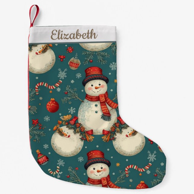 Cute Christmas Snowman Kleiner Weihnachtsstrumpf (Vorderseite)