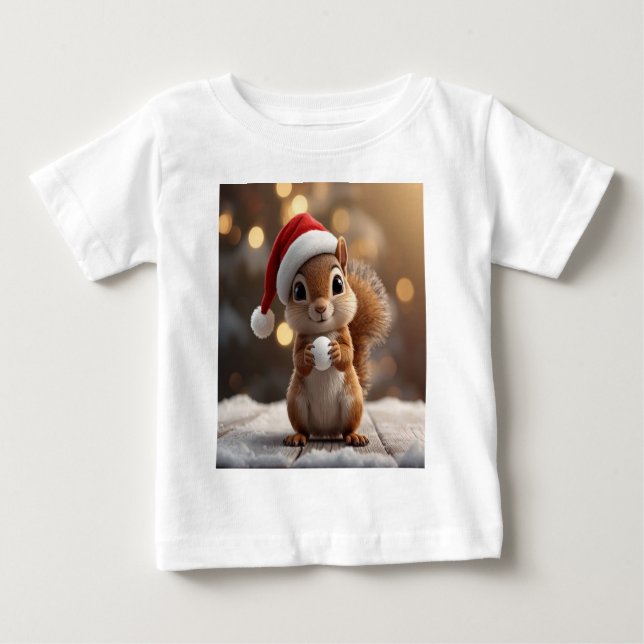 Cute Christmas Squirrel Girls T-Shirt (Vorderseite)