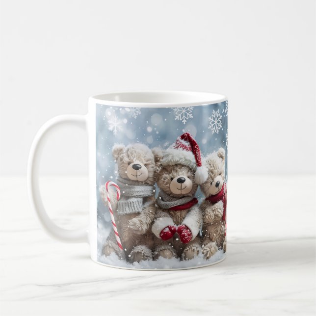 Cute Christmas Teddy Bear Mug | Cozy Holiday Mug (Gauche)