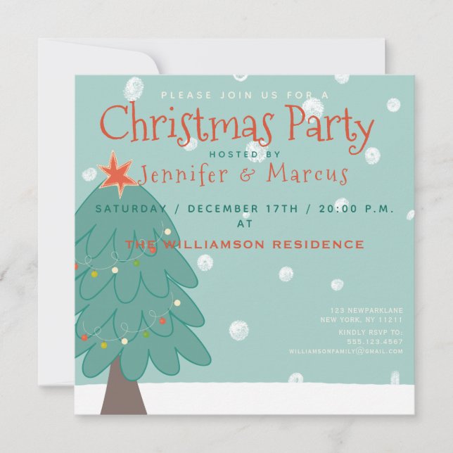 Cute Christmas Tree | Christmas Party Einladung (Vorderseite)