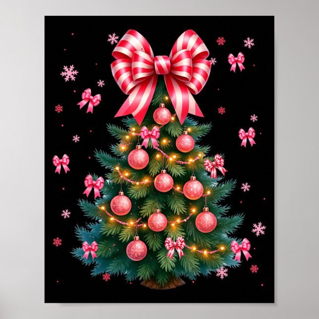 Cute Christmas Tree Coquette Nk Tree Light Xmas Wo Poster (Vorne)
