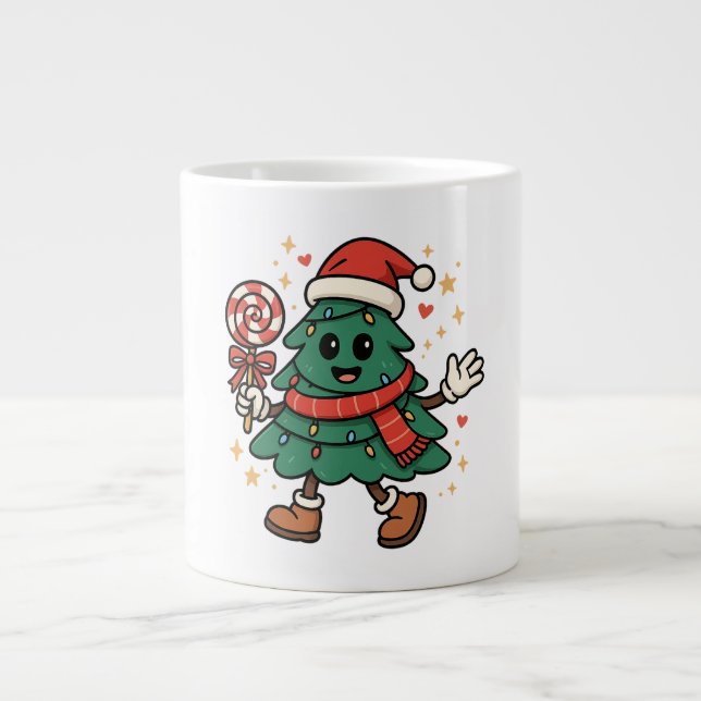 Cute Christmas Tree Mug - Festive Holiday Design Jumbo-Tasse (Vorderseite)
