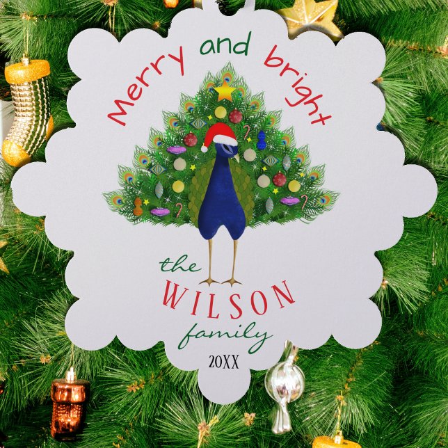 Cute Christmas Tree Peacock Paper Ornament Card (Von Creator hochgeladen)