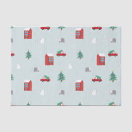 Cute Christmas Village Pattern Seidenpapier