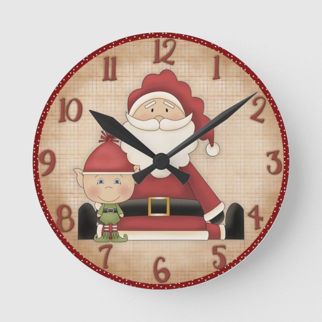 Cute Christmas Wall Clock Runde Wanduhr (Vorderseite)