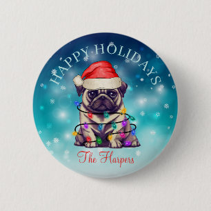 Cute Christmas Wish Happy Holidays Dog Pet Custom Button