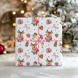 Cute Christmas Wrapping Paper With A Baby Deer  Geschenkpapier