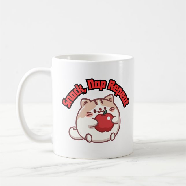 Cute Chubby Cat kawaii Design Mug (Gauche)