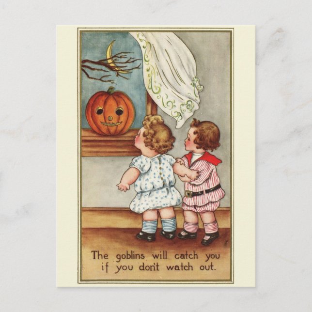 Cute Chubby Children 1910 Carte postale Halloween (Devant)