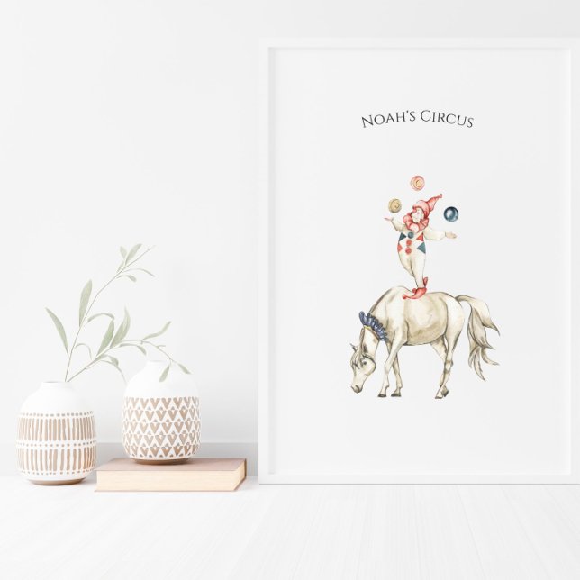 Cute Circus Horse And Clown Carnival Nursery Poster (Von Creator hochgeladen)