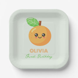 Cute Citrus Orange 1st Birthday Paper Plates Pappteller