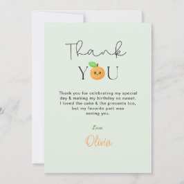 Cute Citrus Orange 1st Birthday Thank You cards Dankeskarte
