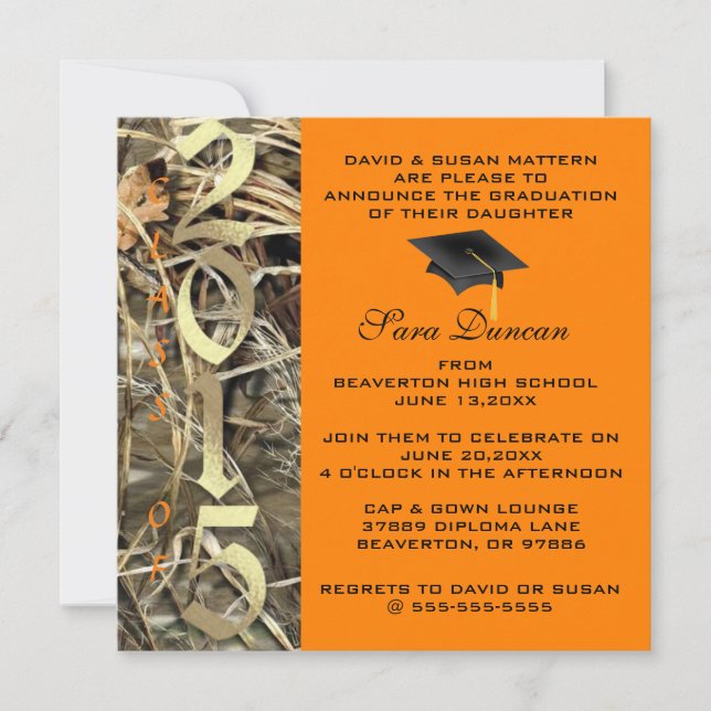 Cute Classic Camo Elegant 2015 Invitations de dipl (Devant)