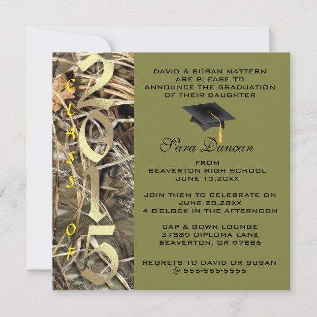 Cute Classic Camo Elegant 2015 Invitations de dipl (Devant)