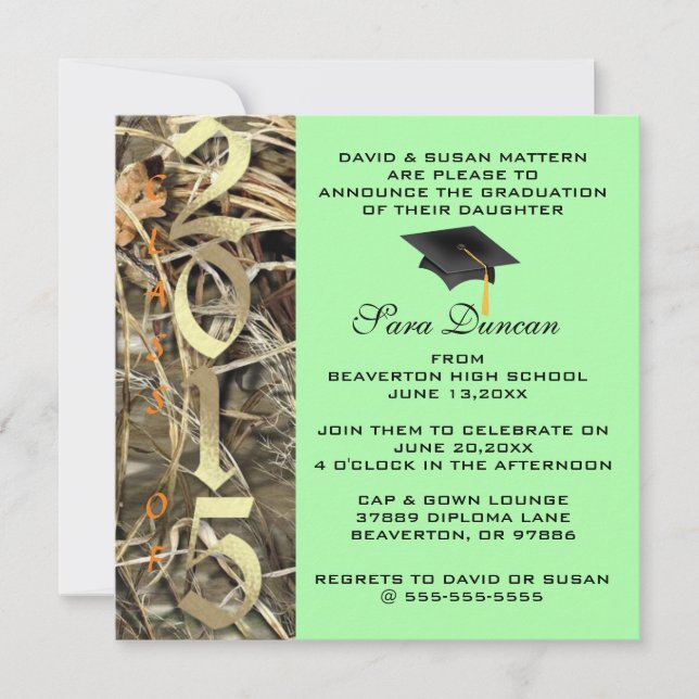 Cute Classic Camo Elegant 2015 Invitations de dipl (Devant)