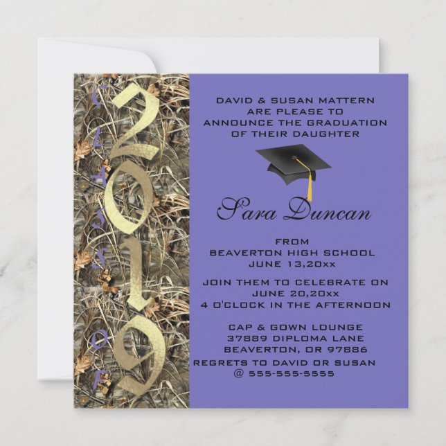 Cute Classic Country Camo 2019 Invitation de diplô (Devant)