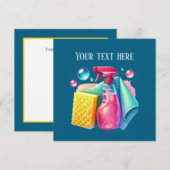 Cute cleaning business customizable Flat card (Vorne/Hinten)