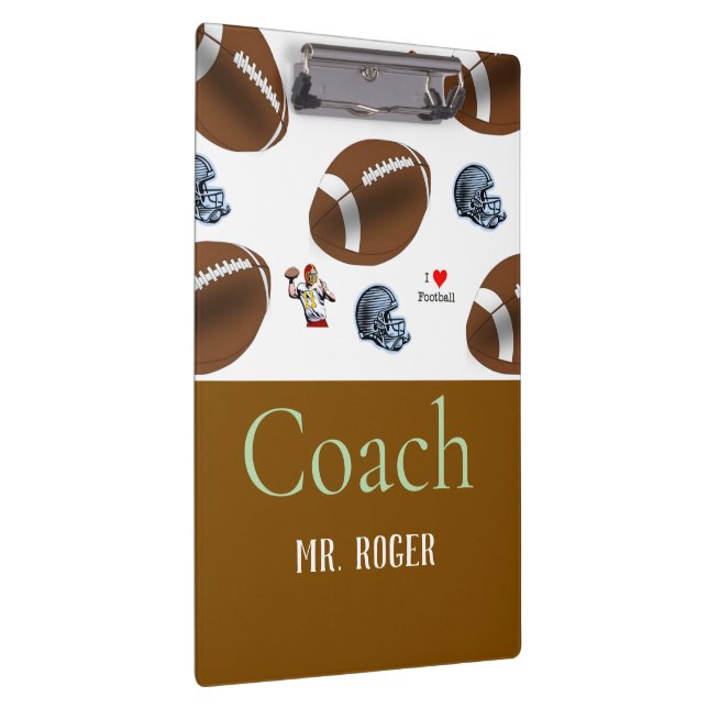 Cute Coach Football Sports Clipboard  Klemmbrett (Rechts)