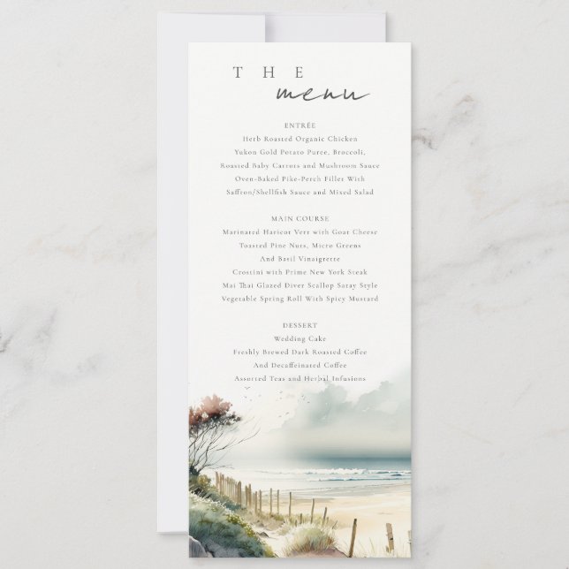 Cute Coastal Sand Beach Seascape Wedding Programme (Devant)