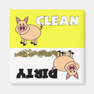 Cute Cochon propre / Lave-vaisselle sale Magnet