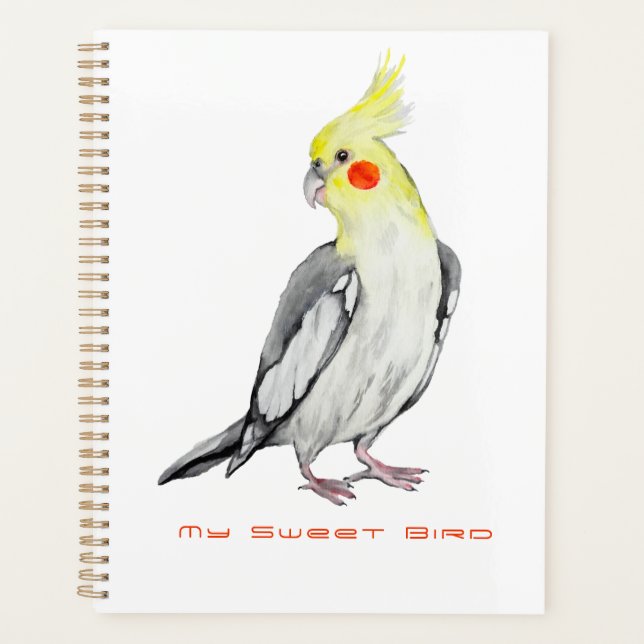 Cute Cockatiel Aquarelle Parrot. (Devant)