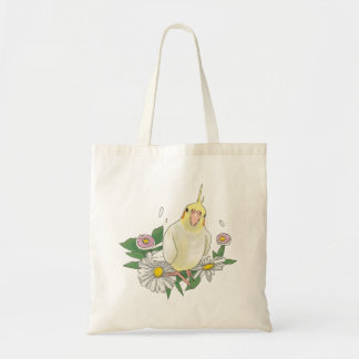 Cute Cockatiel Floral Tragetasche