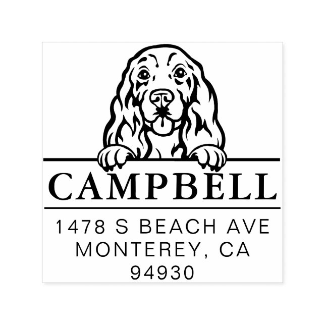 Cute Cocker Spaniel Custom Dog Address   Permastempel (Design)