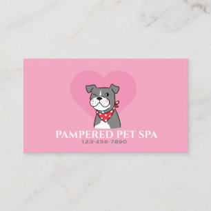 Cute Coeur rose Pet Groomer Carte de visite