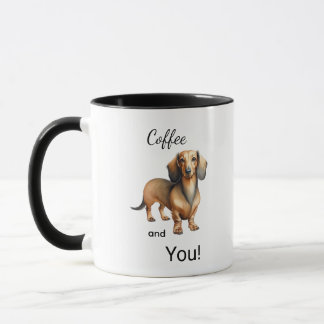 Cute Coffee And Dachshund Brown Personalize Tasse