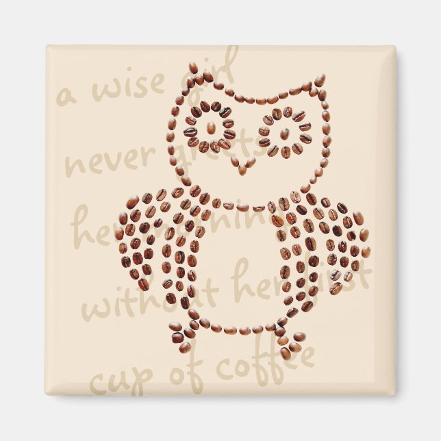 Cute Coffee Bean Owl Bird Magnet (Vorne)