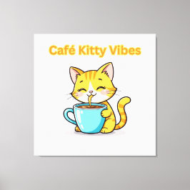 **Cute Coffee Cat – Adorable Cat Drinking Coffee I Leinwanddruck
