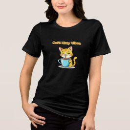 **Cute Coffee Cat – Adorable Cat Drinking Coffee I Tri-Blend Shirt