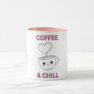 Cute "Coffee & Chill" Kawaii Mug – Coffee Lover GF Tasse