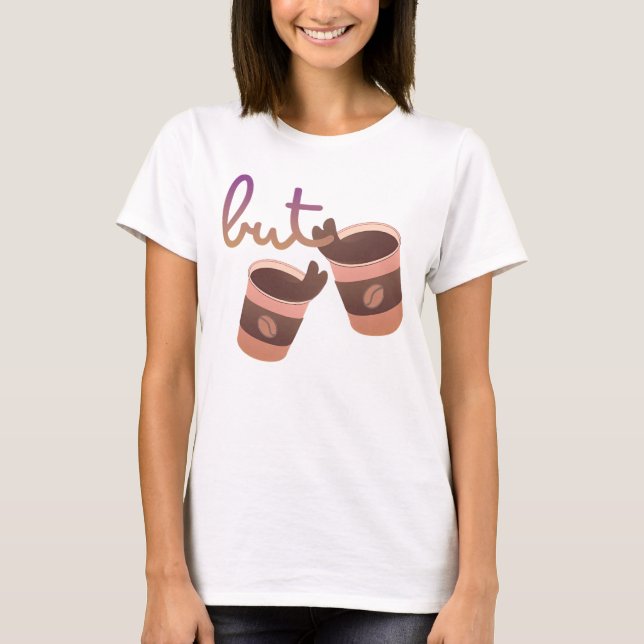 Cute Coffee Cups T-Shirt , Cozy & Aesthetic Design (Vorderseite)