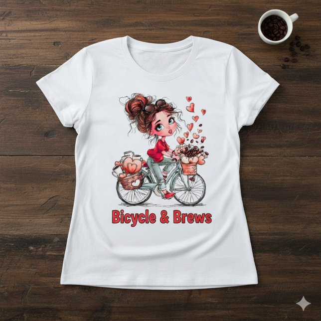 Cute Coffee Girl on Bicycle – Romantic Heart  Tri-Blend Shirt (Von Creator hochgeladen)