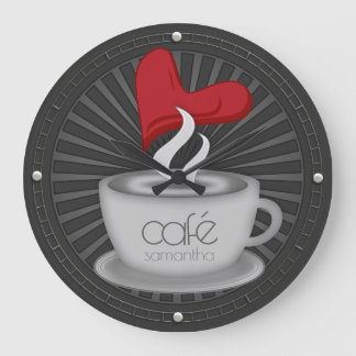 Cute Coffee With Love Café Kitchen Wall Decor Große Wanduhr